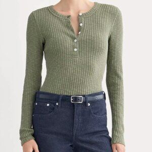 Everlane - The Cozy Rib Henley, Kalamata, Small NWT